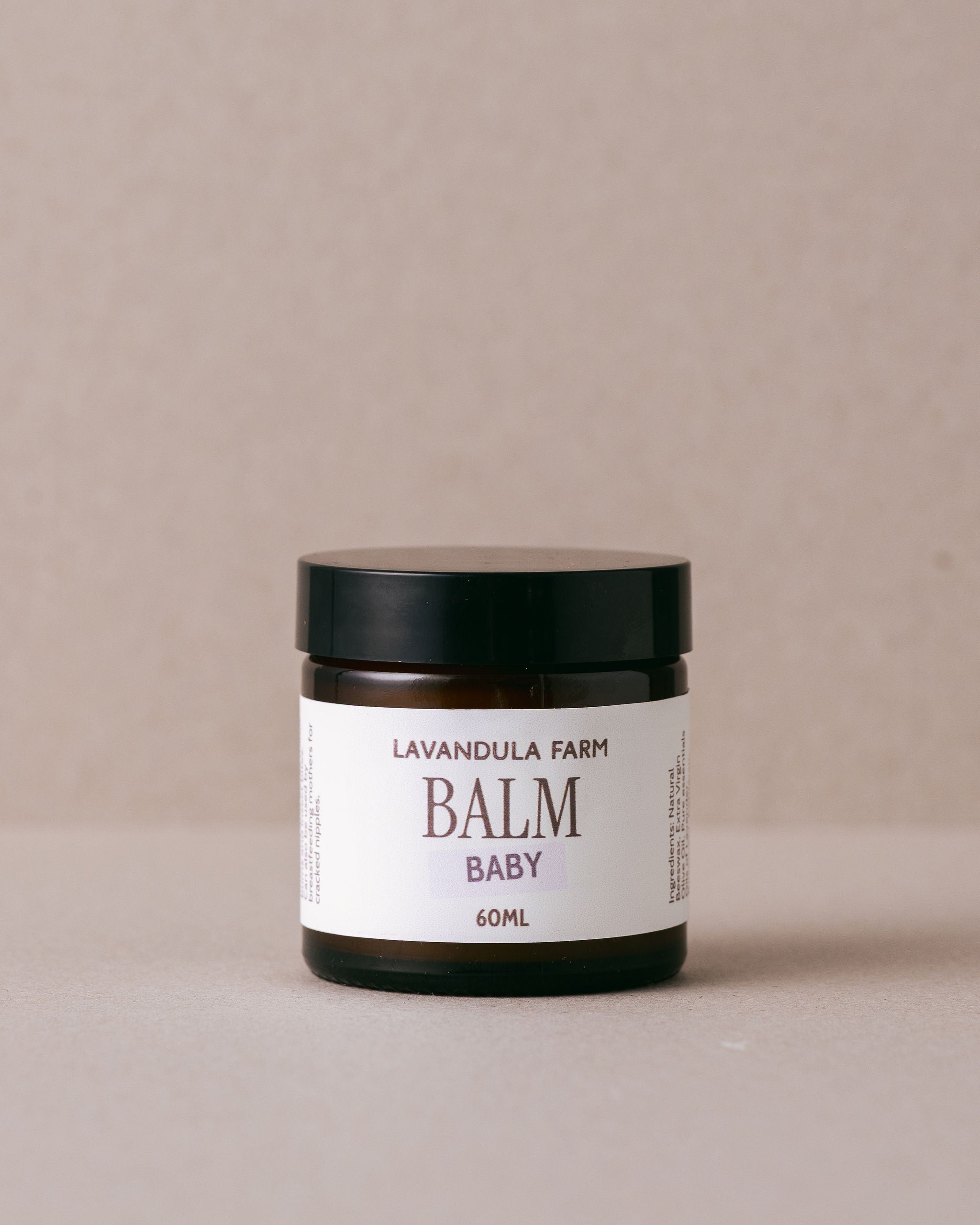 Baby balm in glass jar made with natural ingredients by Lavandula Farm