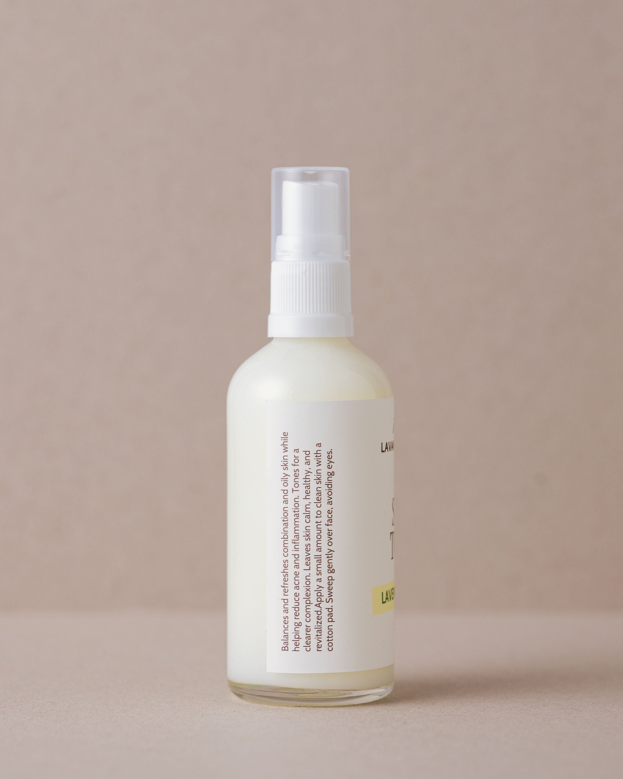 Lavender and lime skin tonic in a glass jar handmade at Lavandula Farm with natural ingredients