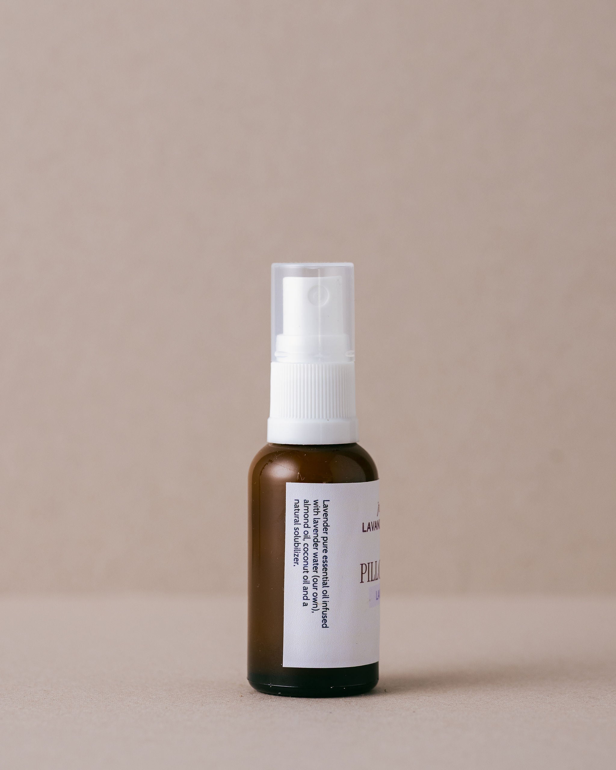 Pure natural lavender pillow mist in a glass jar handmade at Lavandula Farm