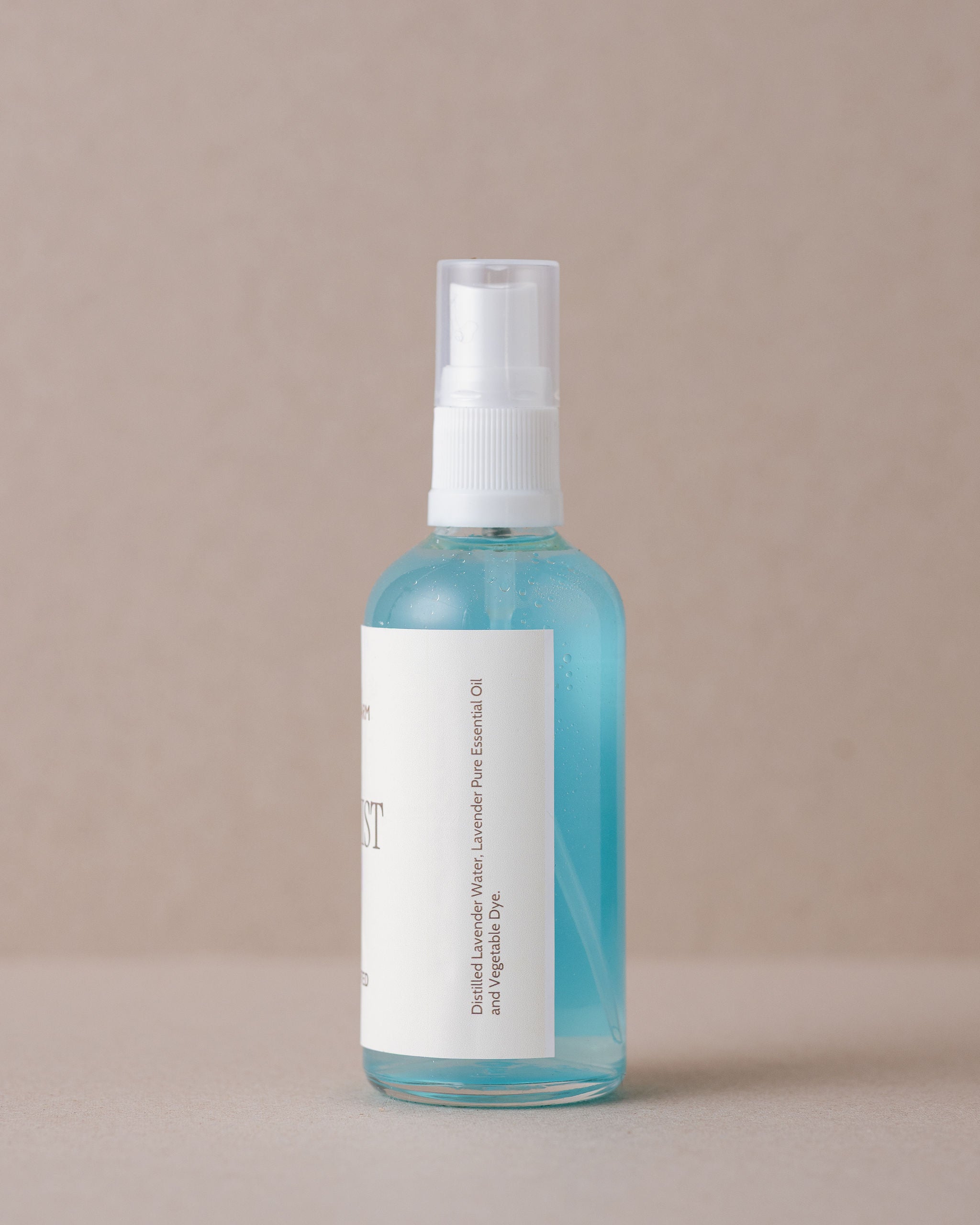 Natural lavender room mist in a glass bottle handmade at Lavandula Farm