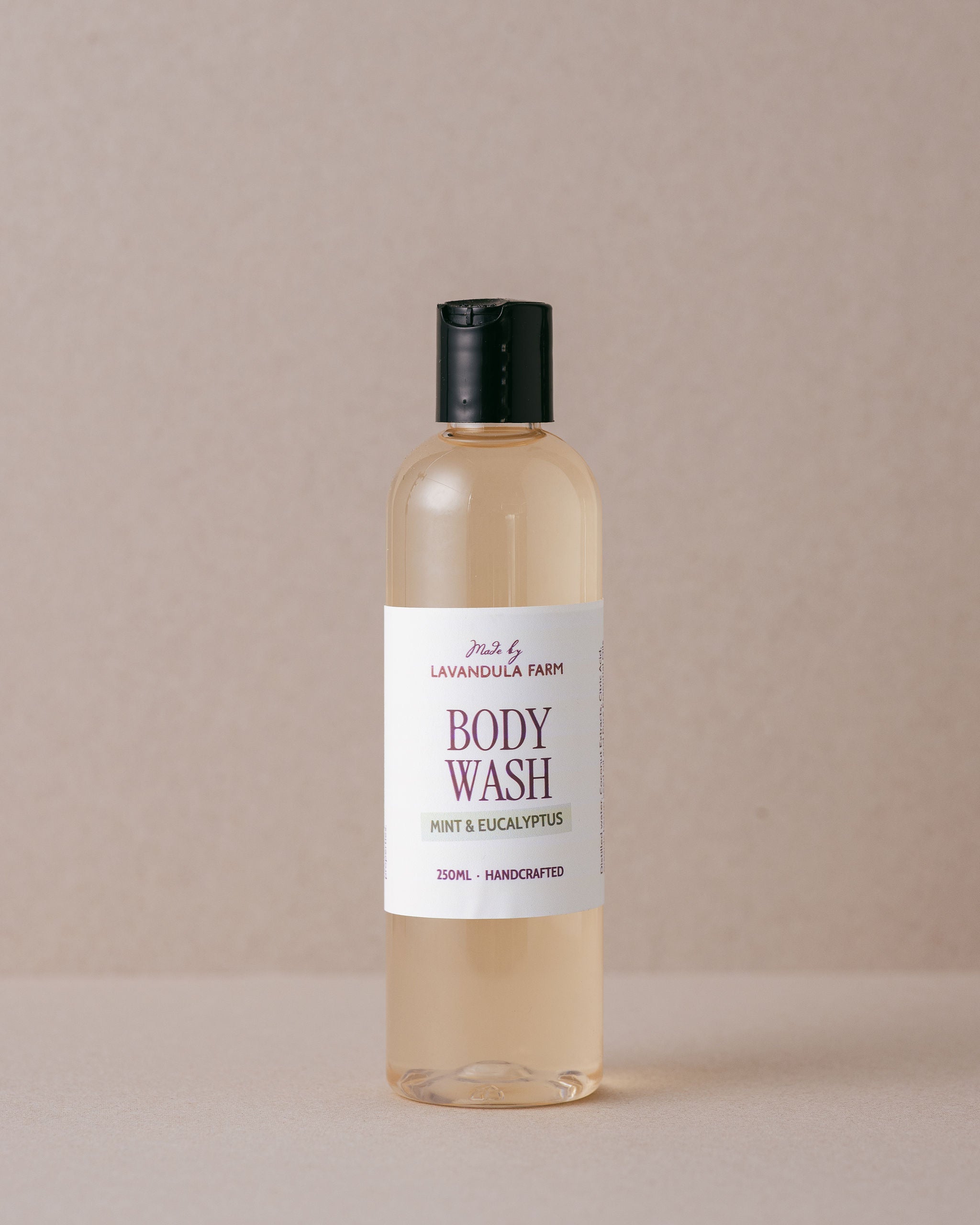 Mint and eucalyptus body wash handmade with natural ingredients at Lavandula Farm