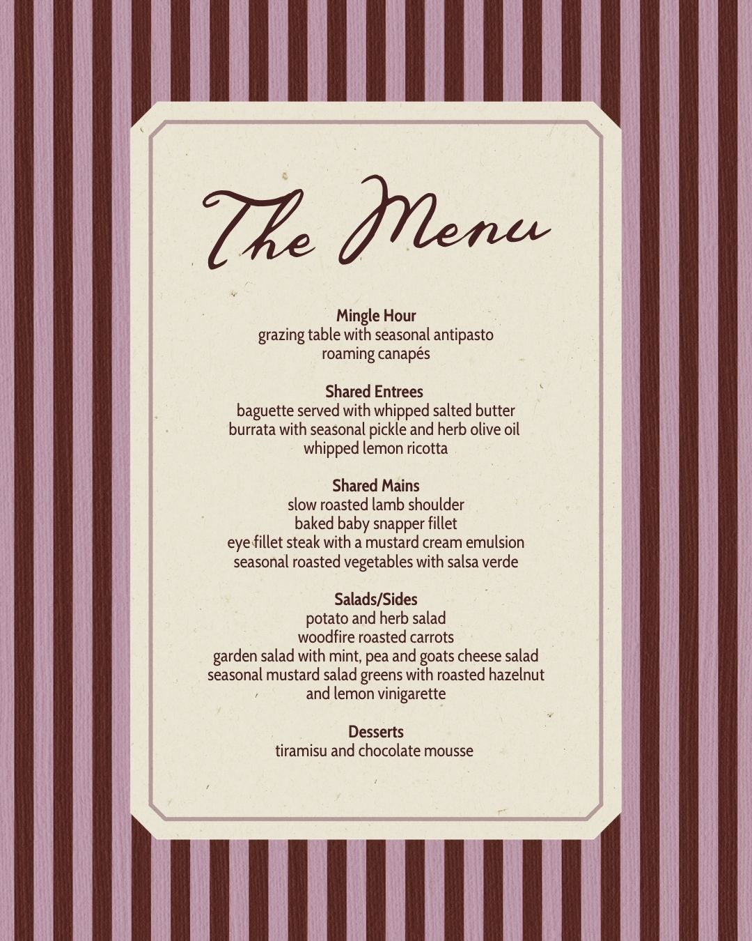 Feast Night | Wedding Tasting Menu