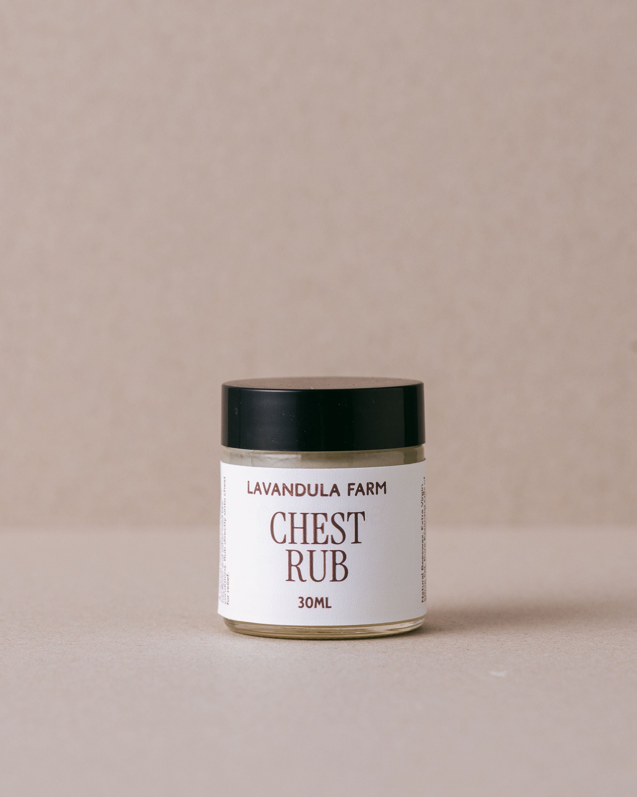 All natural chest rub for cold and flu symptoms in a lass jar hanndmade by Lavandula Farm