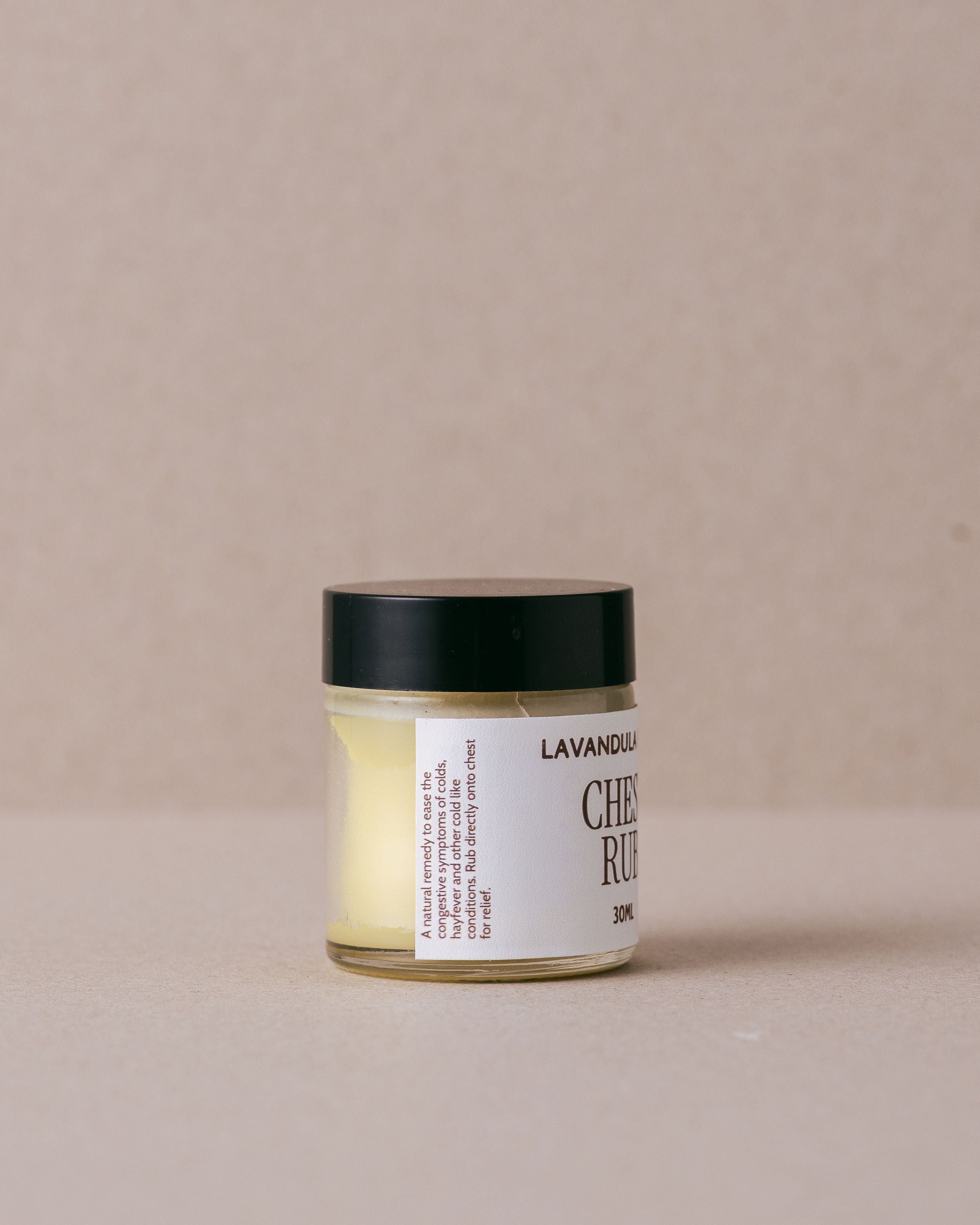 All natural chest rub for cold and flu symptoms in a lass jar hanndmade by Lavandula Farm