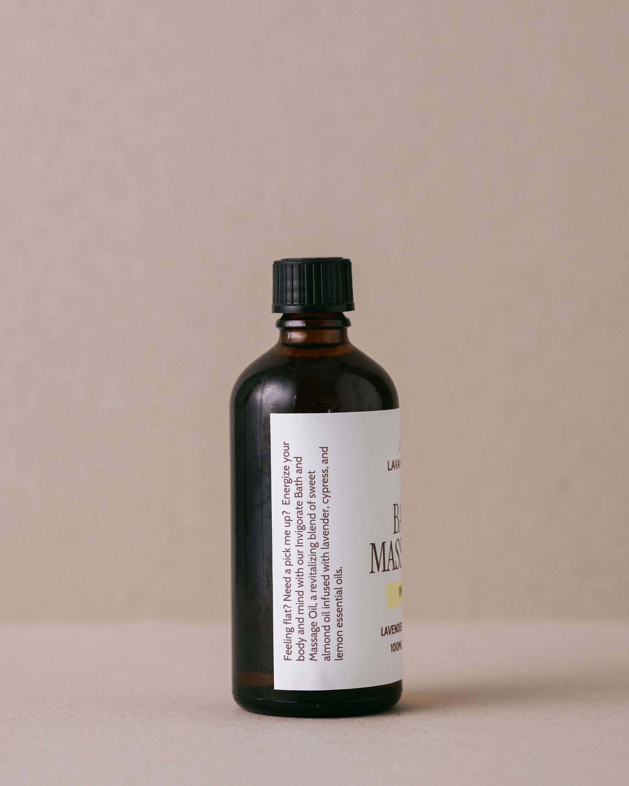 Bath and body massage oil to invigorate the senses using natural ingredients handmade at Lavandula Farm