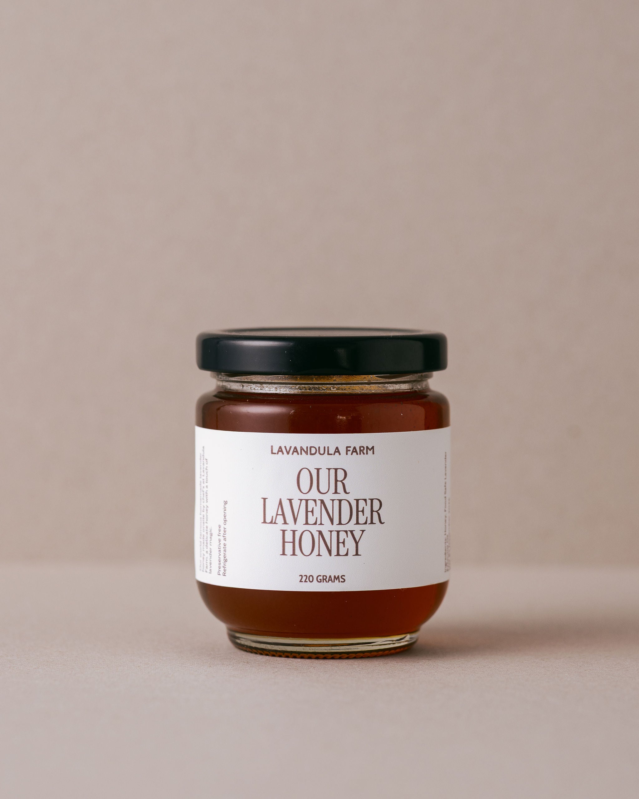 Lavender honey in a glass jar handmade at Lavandula Farm