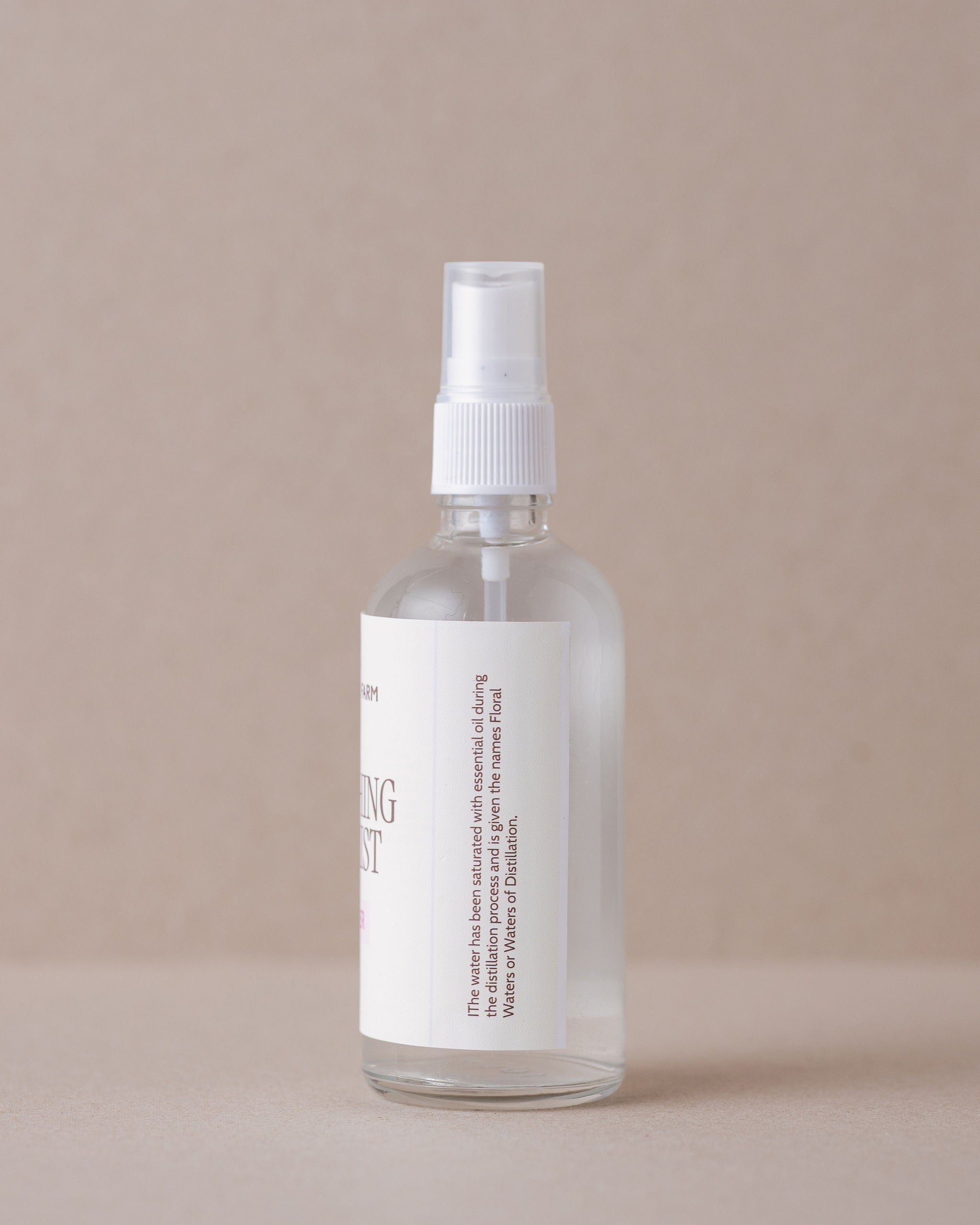 Rose water face mist in a glass bottle made with natural ingredients on Lavandula Farm