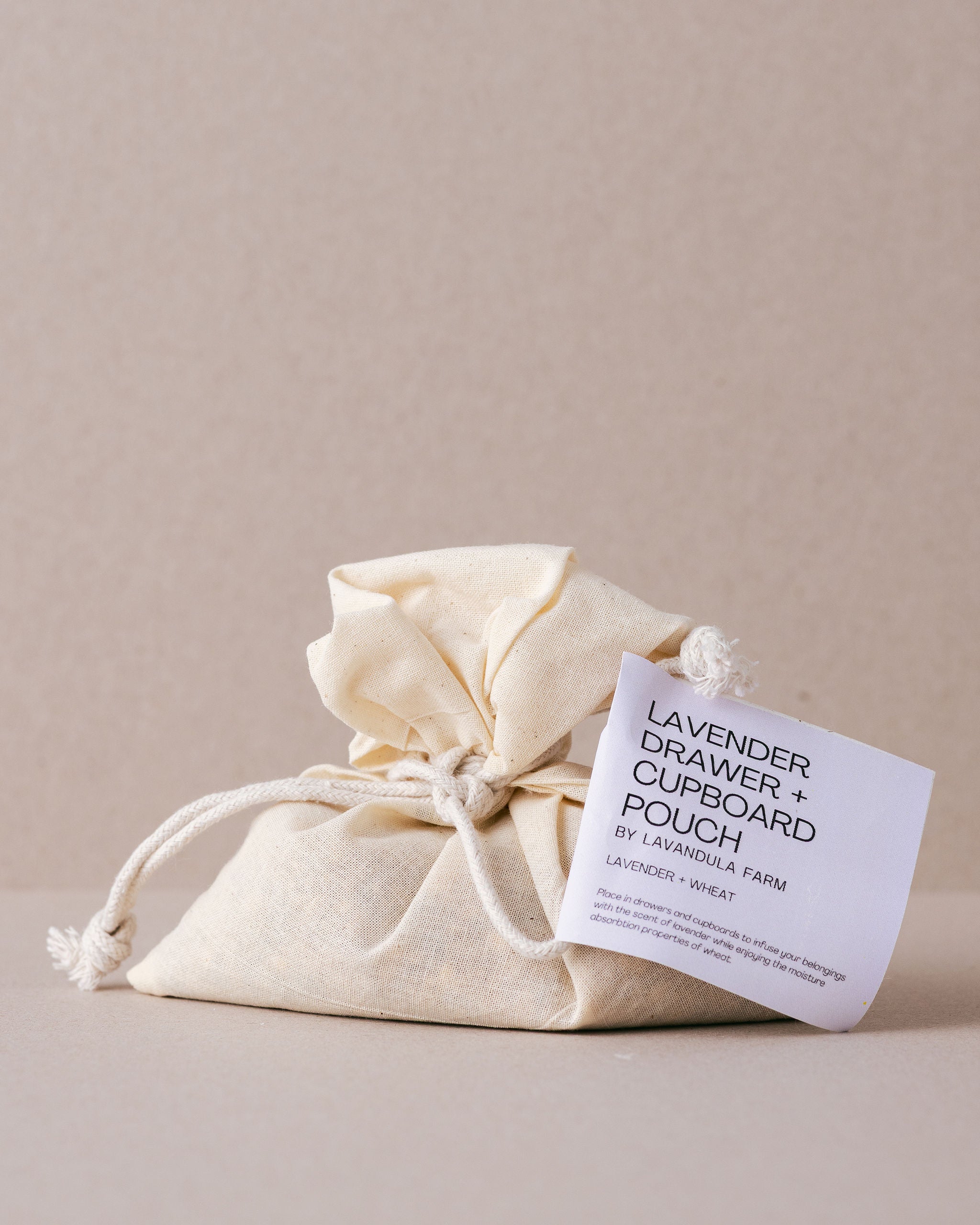 small calico bag filled with lavender heads for a drawer pouch