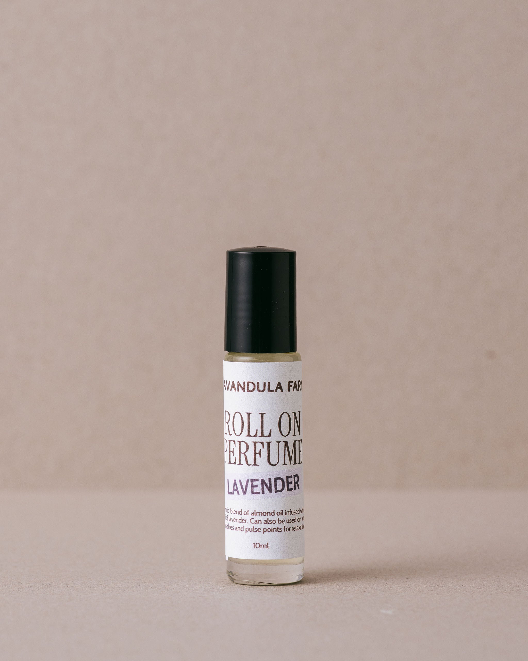 lavender roll on perfume oil in glass roller bottle handmade with natural ingredients at  Lavandula Farm