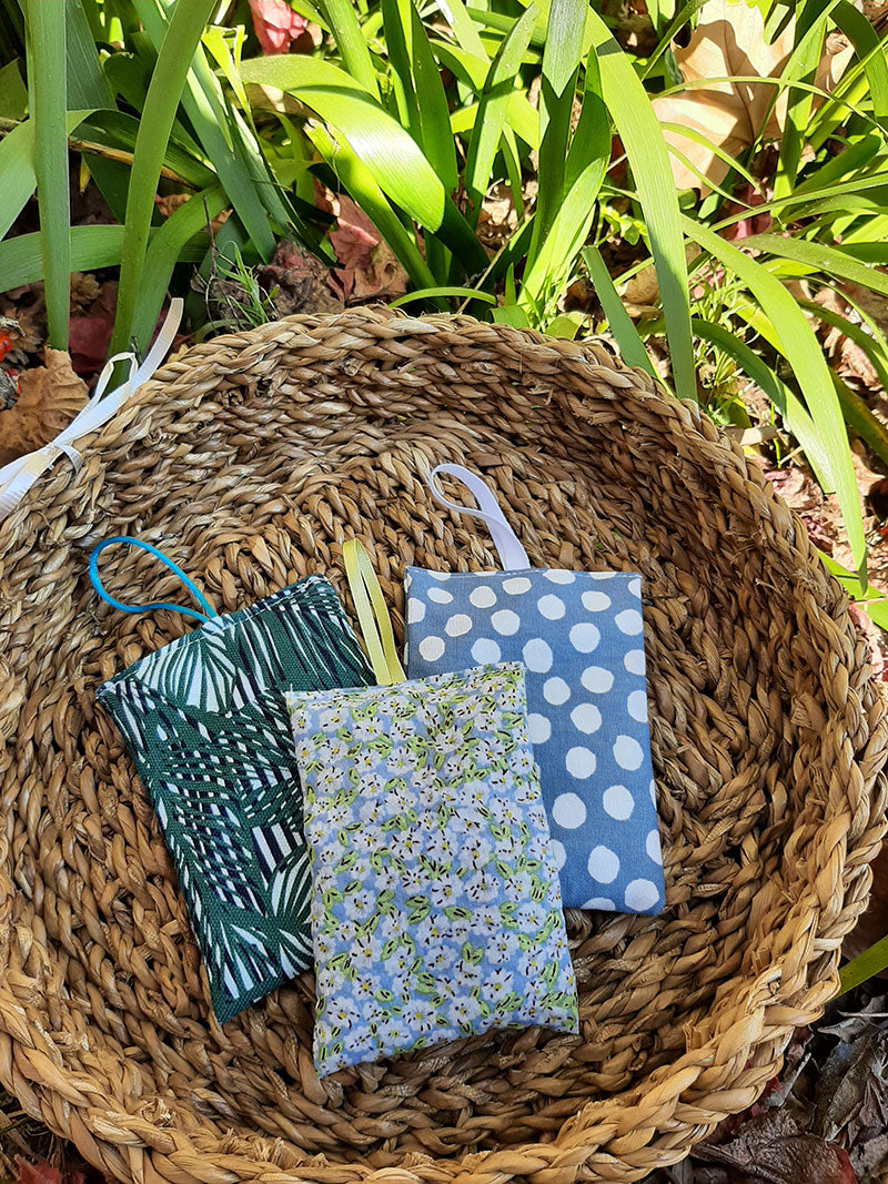 Pattern fabric lavender filled bags to put in your wardrobe or closet